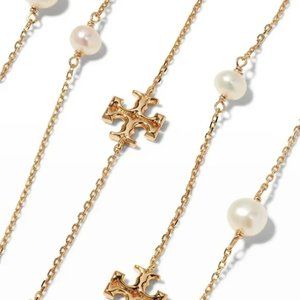 Tory Burch Kira Pearl Delicate Necklace (18K Gold Plating) (NEW)
